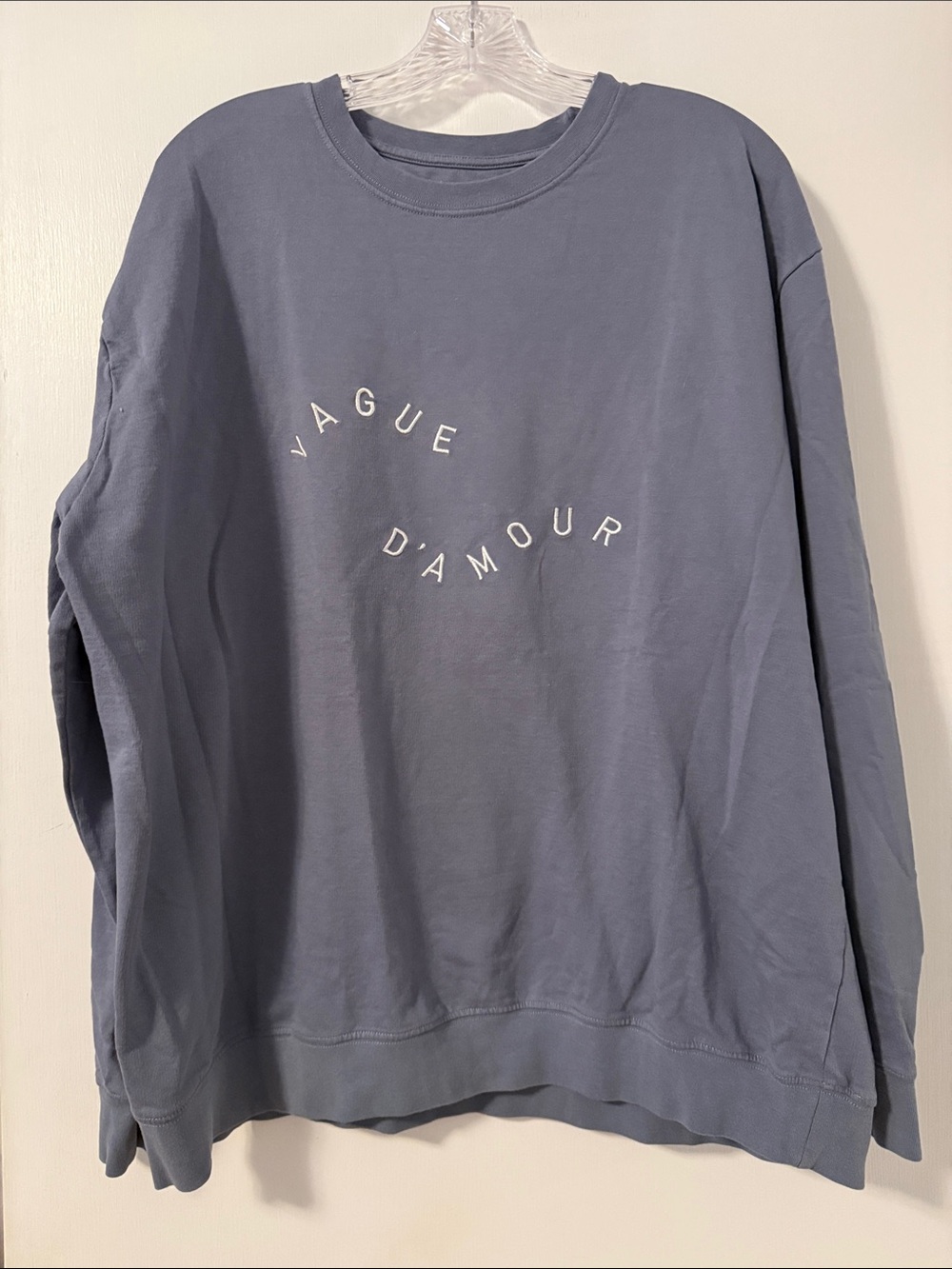 Mimi August 4X Vague D'Amour Slate Blue Graphic Crewneck Sweatshirt Paris French